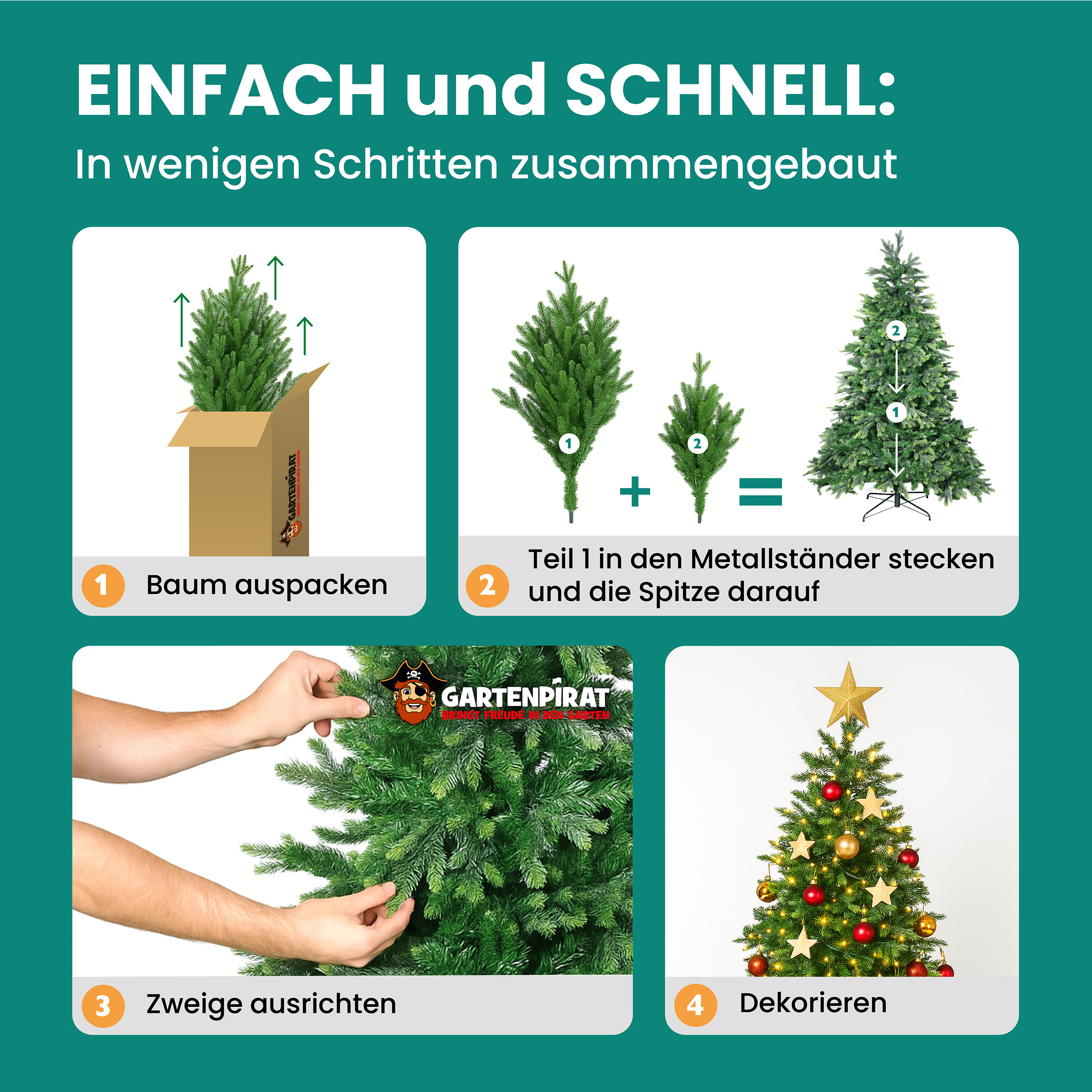 BonTree Tanne künstlicher Weihnachtsbaum ohne LED Christbaum