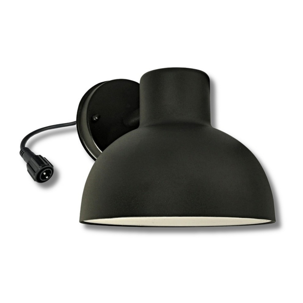 Schwarze Wandleuchte HEMISPHERE - Ø 20 cm - 230V/Klasse II - IP44 - LED-Lampe E27/5W - Warmweiß 3000°k