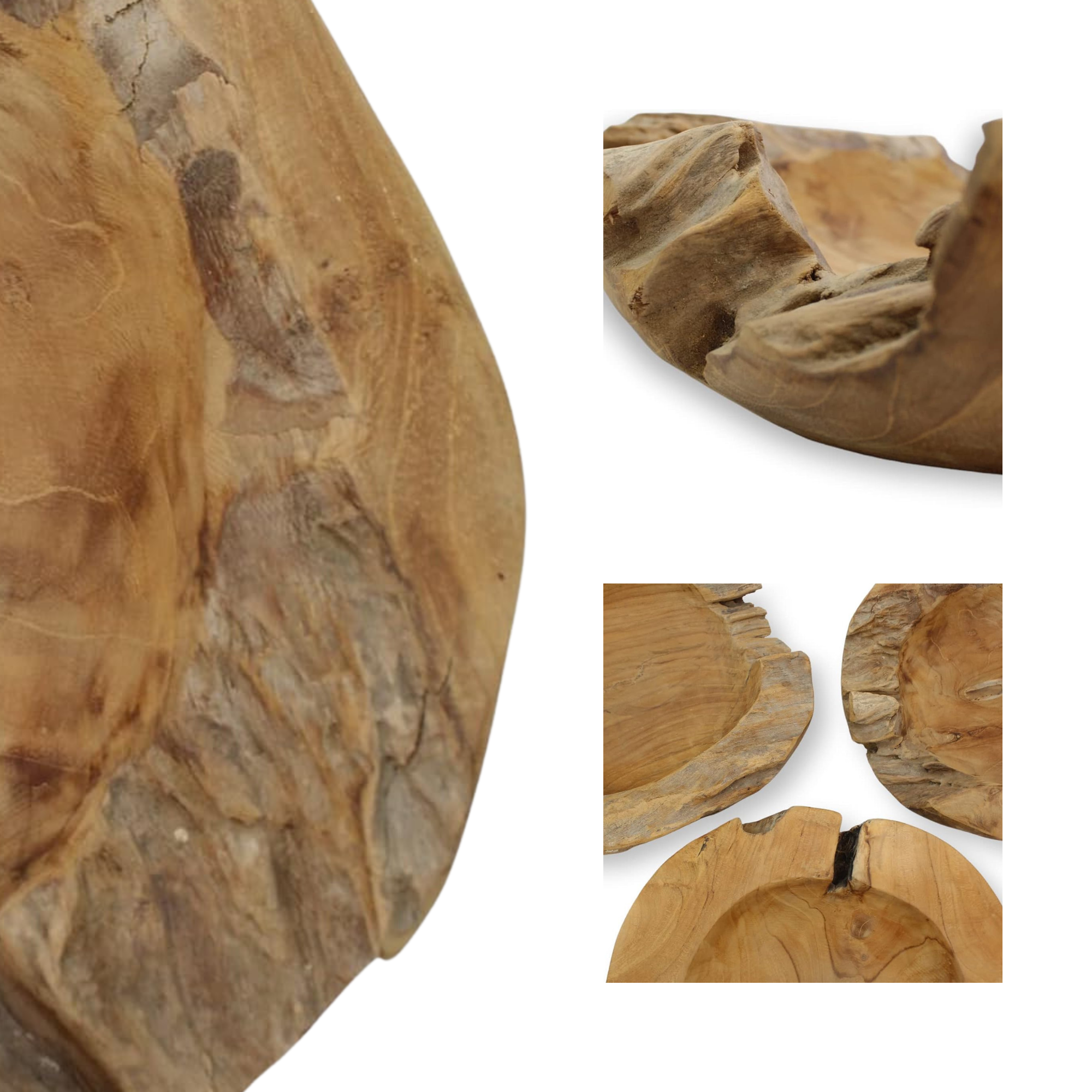 Kein-Titel-21-x-21-cm-2 Schale Teak Holzschale Massiv Teakholz Natur Unikat Deko Rustikal