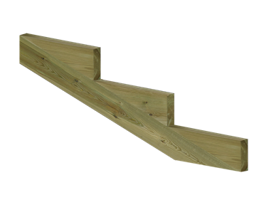 3-Stufen_1 Treppenwange XL für Stufen Tiefe 39 cm Massivholz Kiefer imprägniert 1 Stück