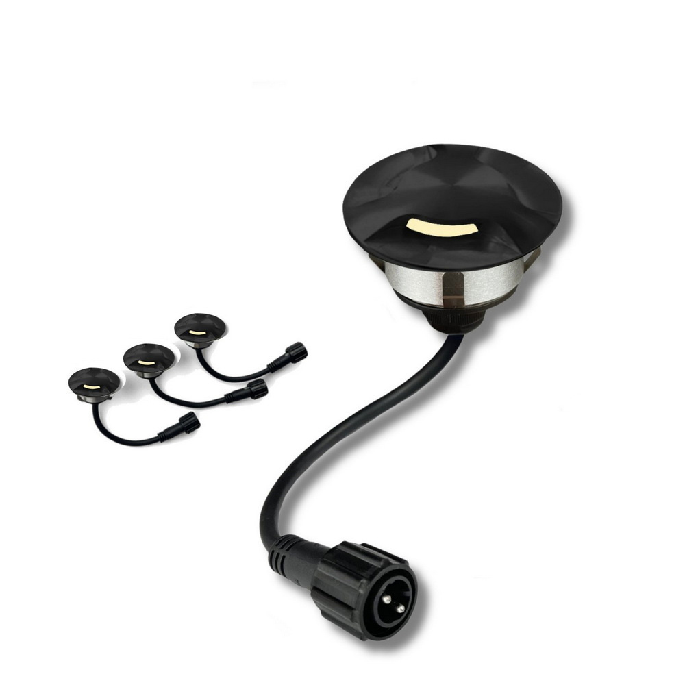 3er-Set LED Bodeneinbaustrahler Außen - rund Ø 6 cm wasserdicht warmweiß - Bodenstrahler für Holzterrasse