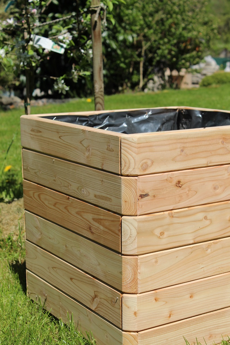 Massiver Pflanzkasten Mammut 58x58xH57 cm aus Lärchenholz natur Blumenkasten Blumentopf Pflanzkübel Kräutertopf