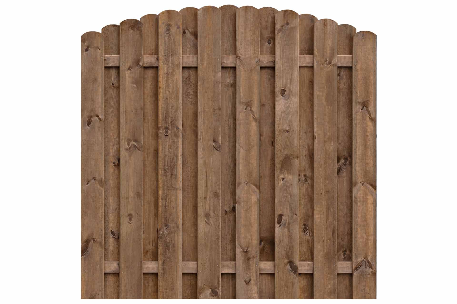 BOLEO-KDI-braun-180x180-160 Sichtschutz BOLEO Bohlen-Zaun mit Bogen 180x180/160 cm Kiefer KDI braun
