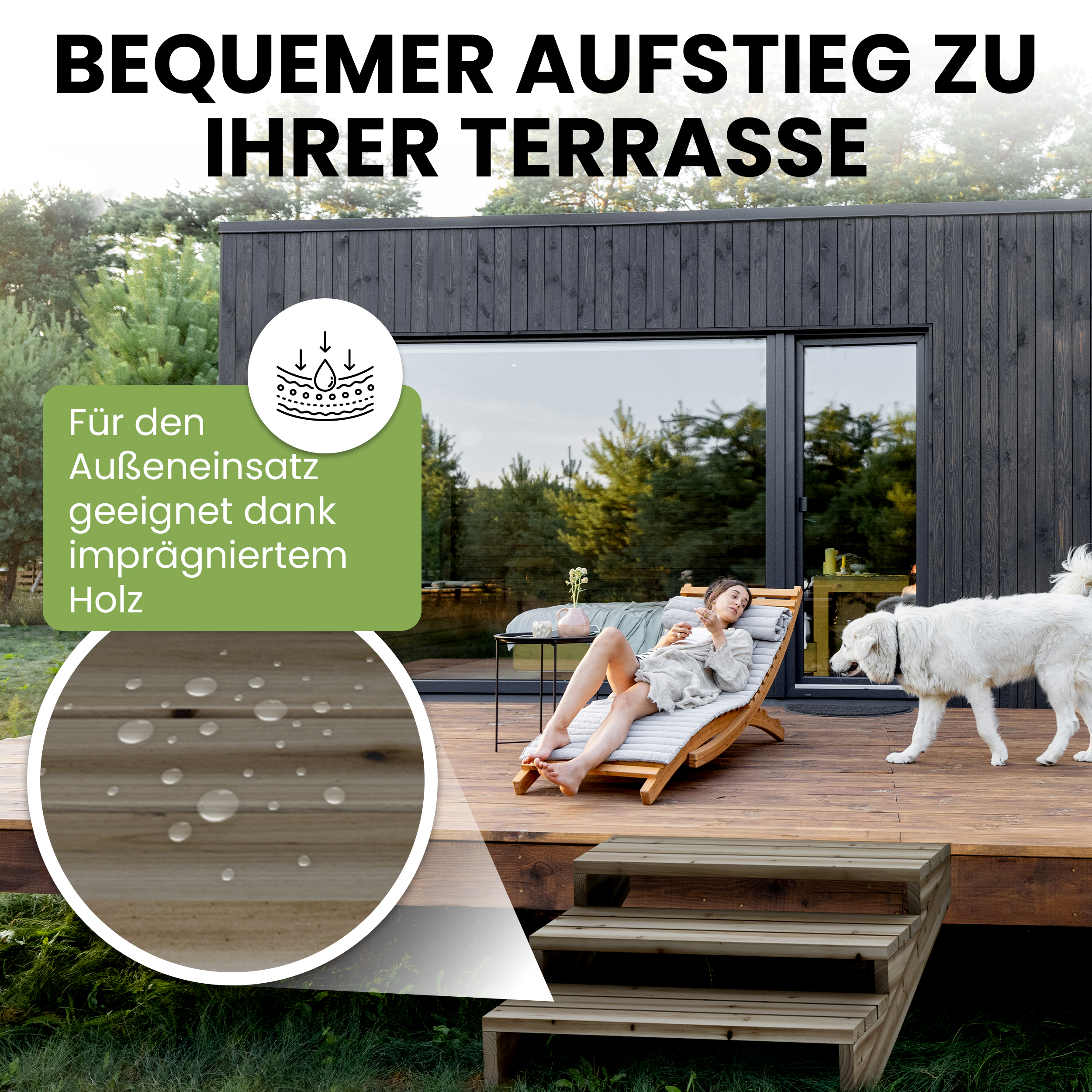 036nnMbtxmotEt8 Terrassentreppe XL Kiefer imprägniert Treppe mit Stufen Wangentreppe Breite