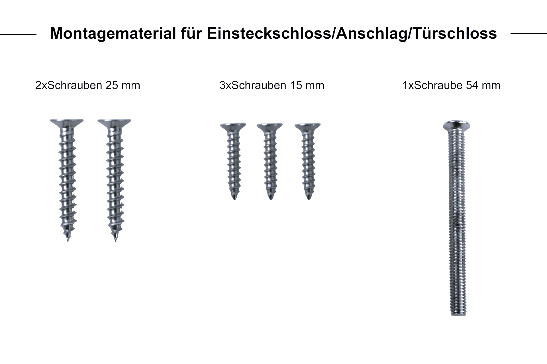 Montagematerial-Einsteckschloss-Anschlag-Tuerschloss Einsteckschloss mit Türschloss + Drückergarnitur mit eckigen Griffen und Schlüsselrosette Edelstahl