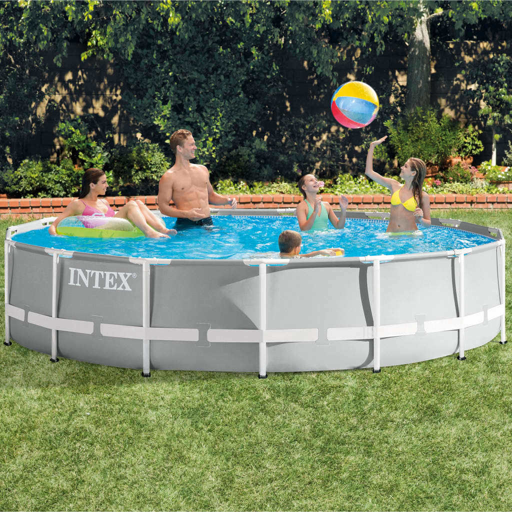 26724GN_4 Intex Prism Frame Swimmingpool Set Rund mit Filter und Leiter, 457 x 107 cm 26724GN