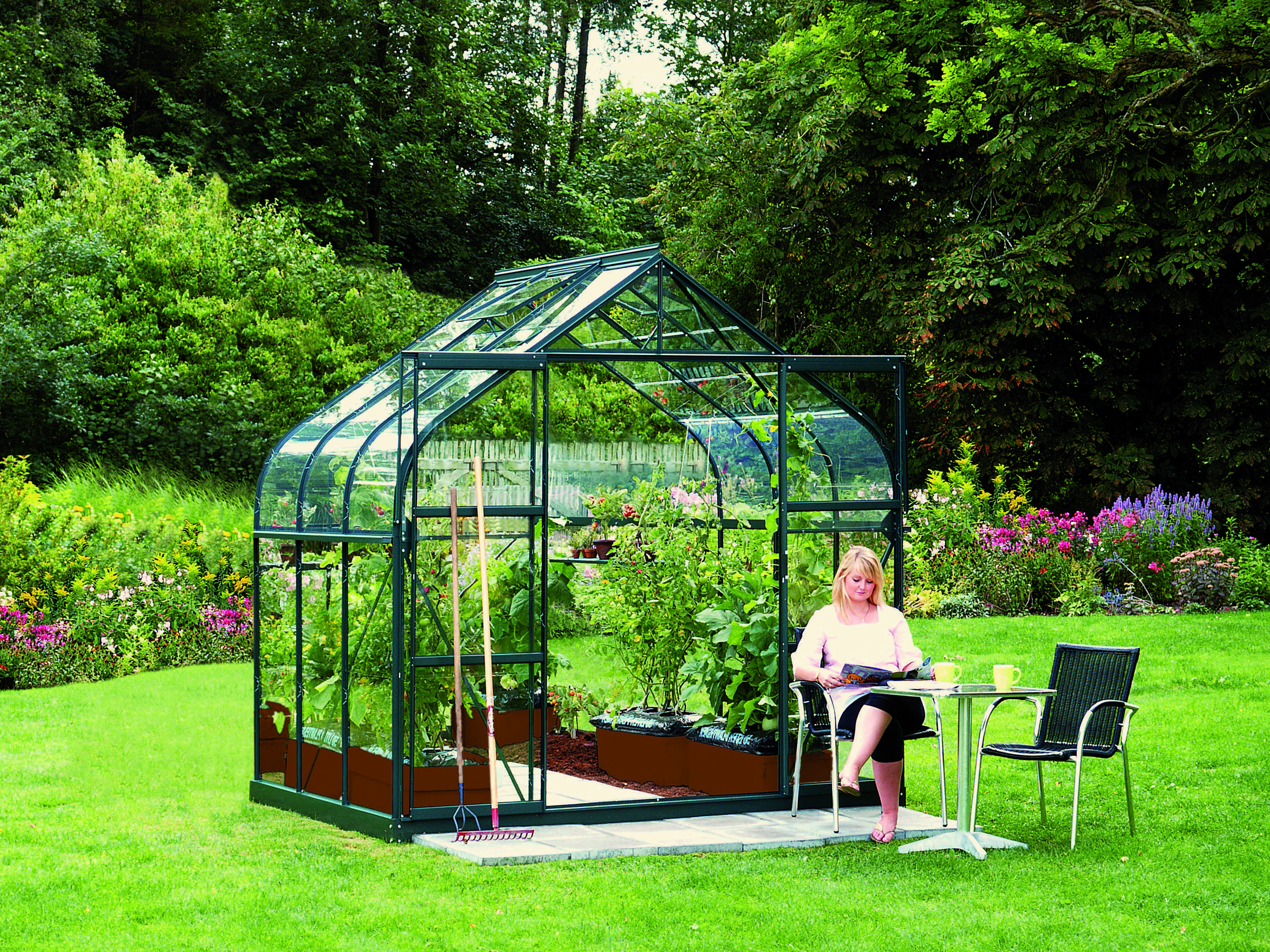 Gewächshaus Dione 5000 ESG3mm, smaragd inkl. Fundament