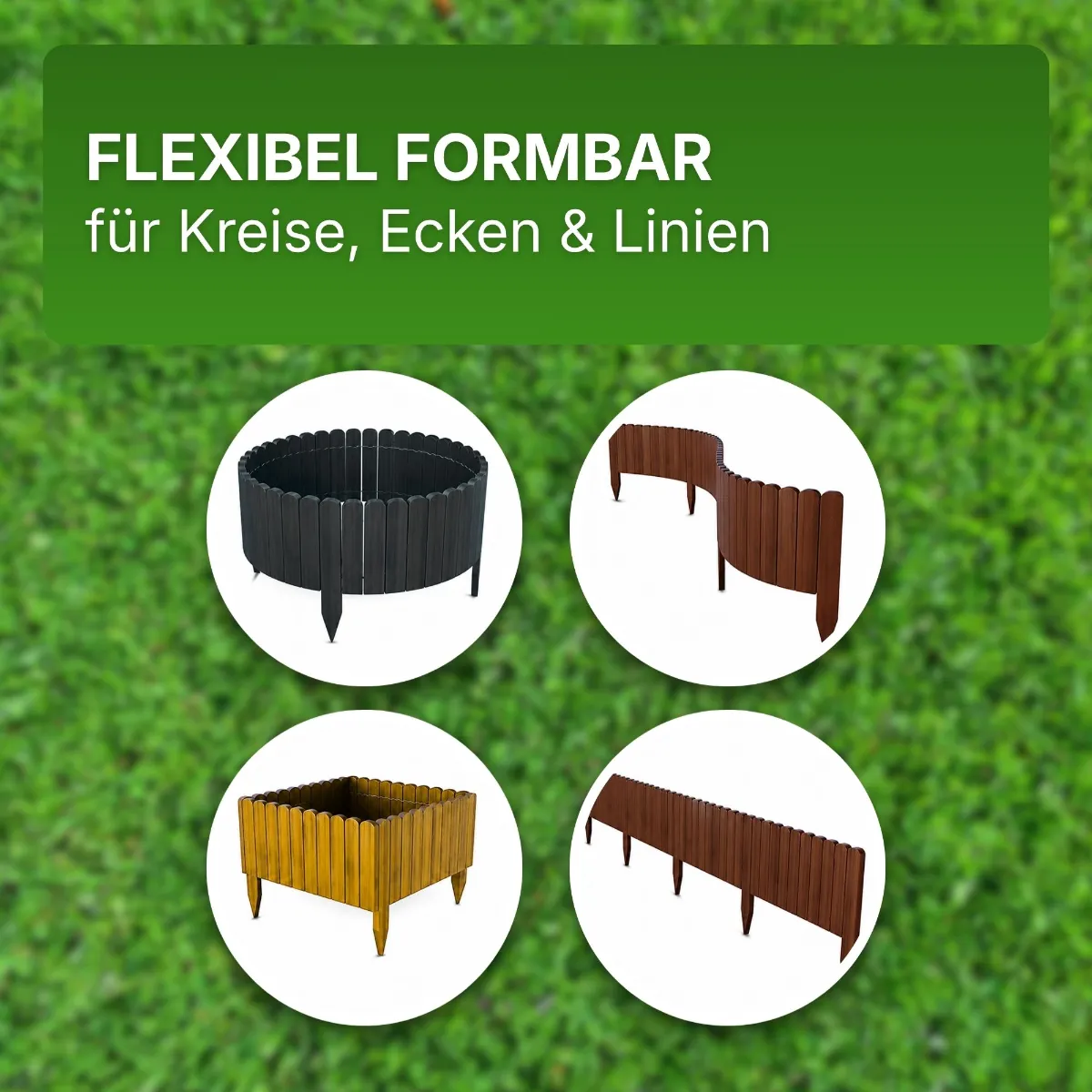 Rollboarder Umzäunung Mähkante Holzzaun Tannenholz Länge 203 cm