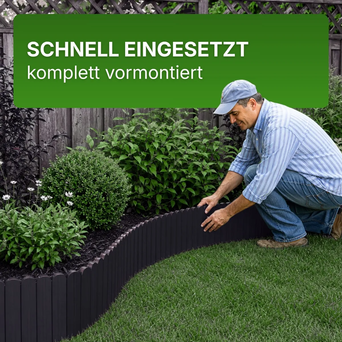 Rollboarder Umzäunung Mähkante Holzzaun Tannenholz Länge 203 cm