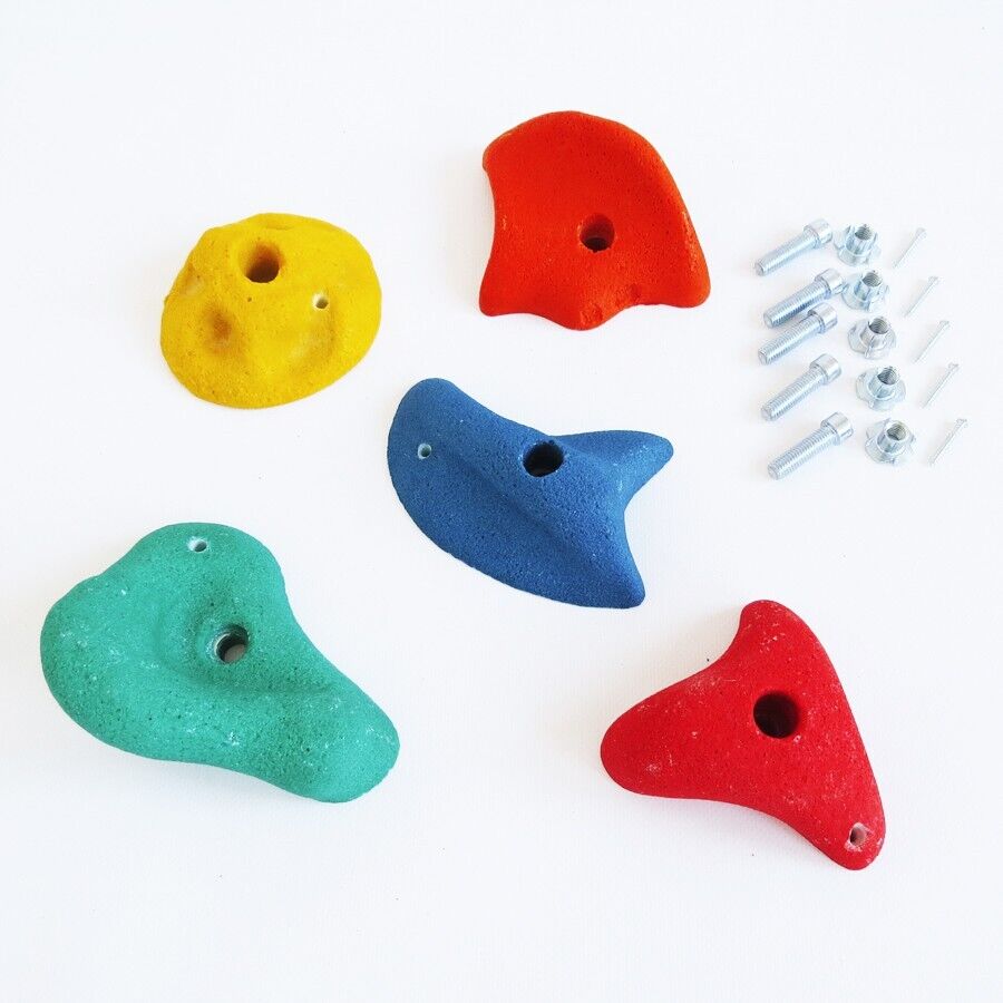 gross Klettersteine Set 5 Stück bunt mit Drehsicherung Klettergriffe inkl. Schrauben