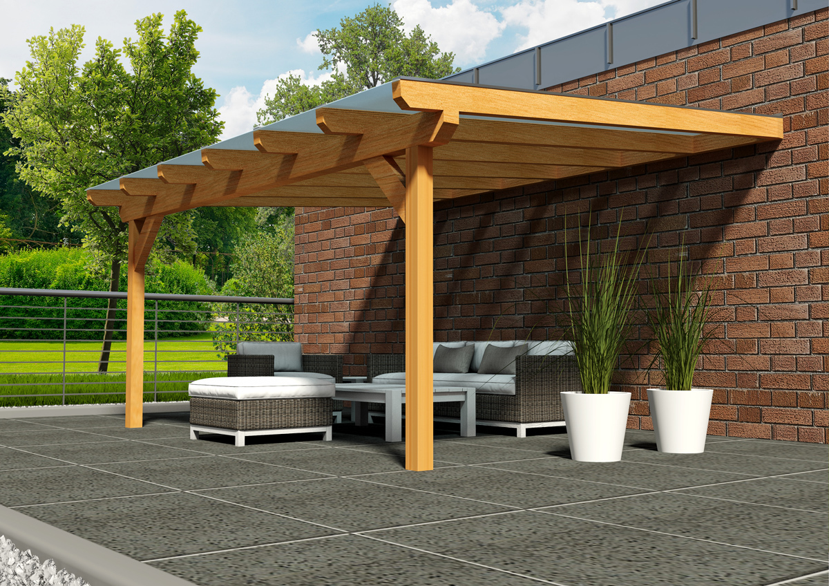 woodworld-terrassenueberdachung_wandanbau_500x400cm_mattglas Terrassenüberdachung mit Polycarbonat
