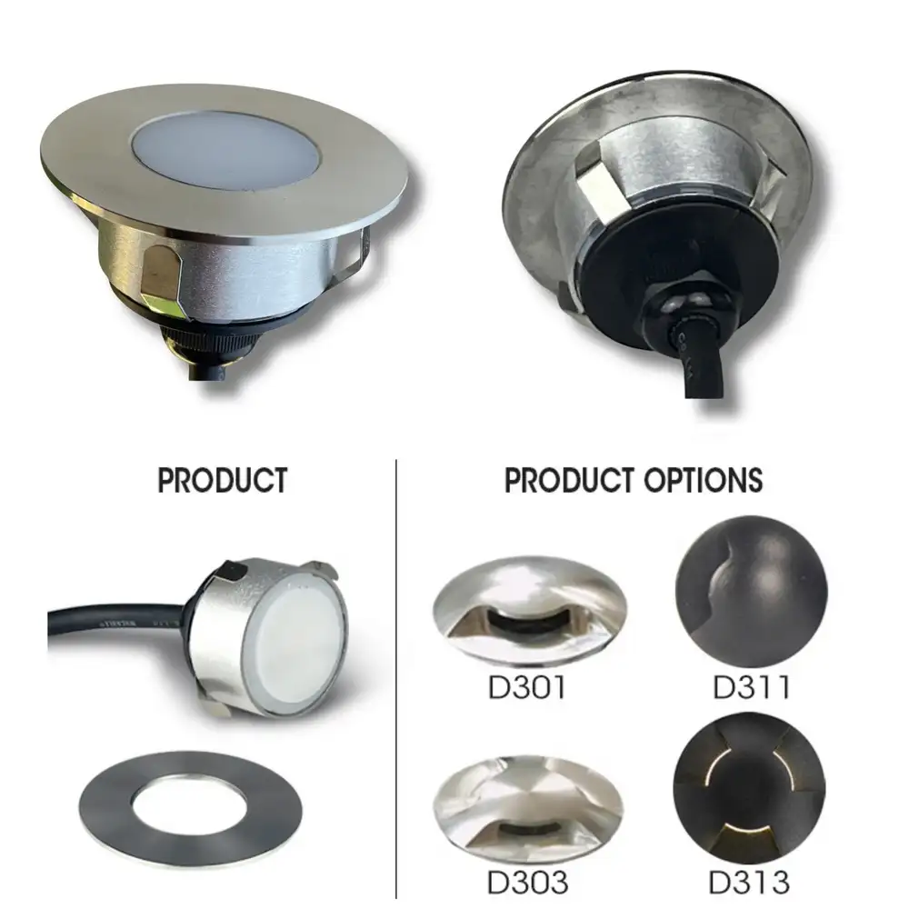 3er-Set LED Bodeneinbaustrahler Außen - rund Ø 6 cm wasserdicht warmweiß - Bodenstrahler für Holzterrasse