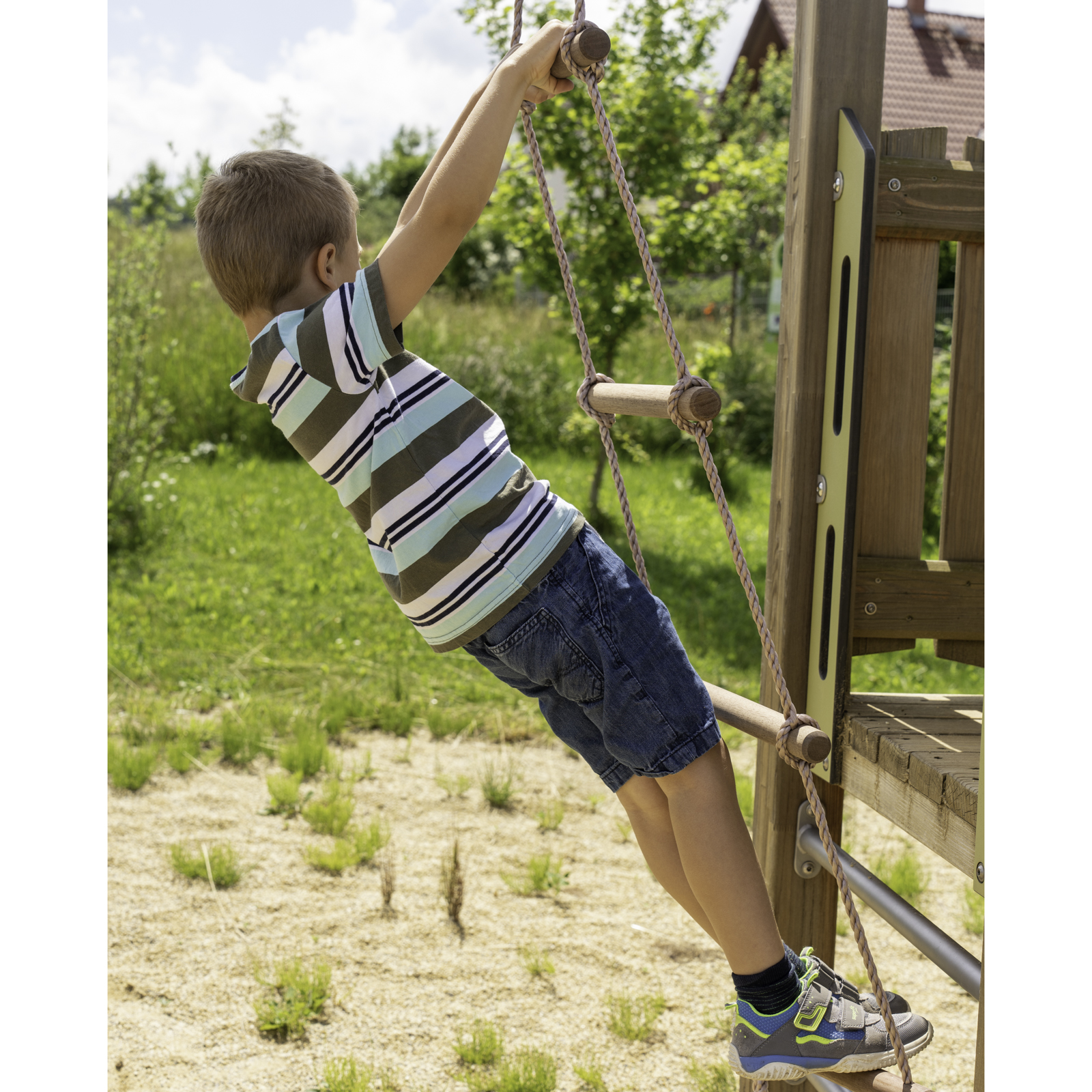 b8 Strickleiter für Kinder Spielturm Klettern Leiter für Baumhaus Holzsprossen