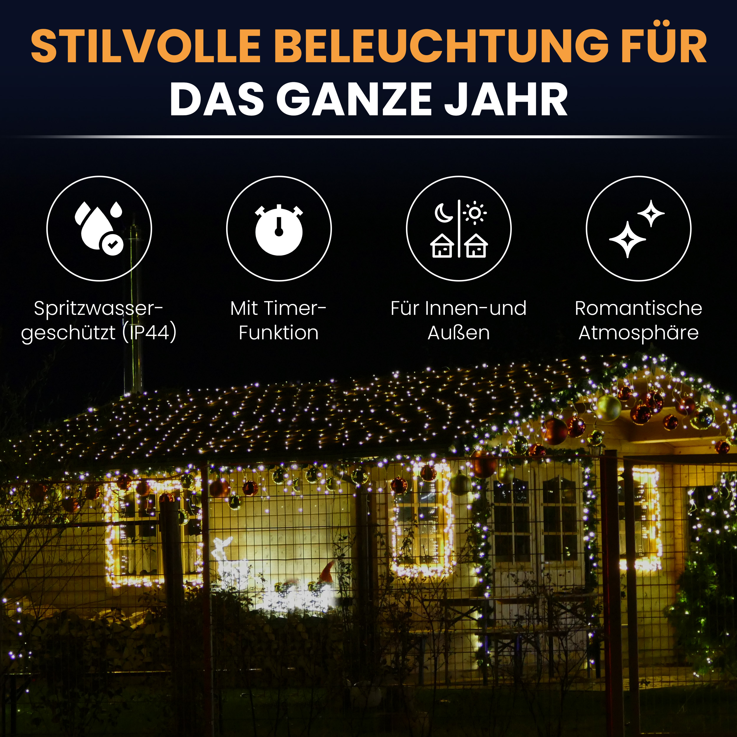 2HXjgYd8qYhfm1 LED-Lichternetz mit Kabel LED Dekoration Beleuchtung Lichterkette