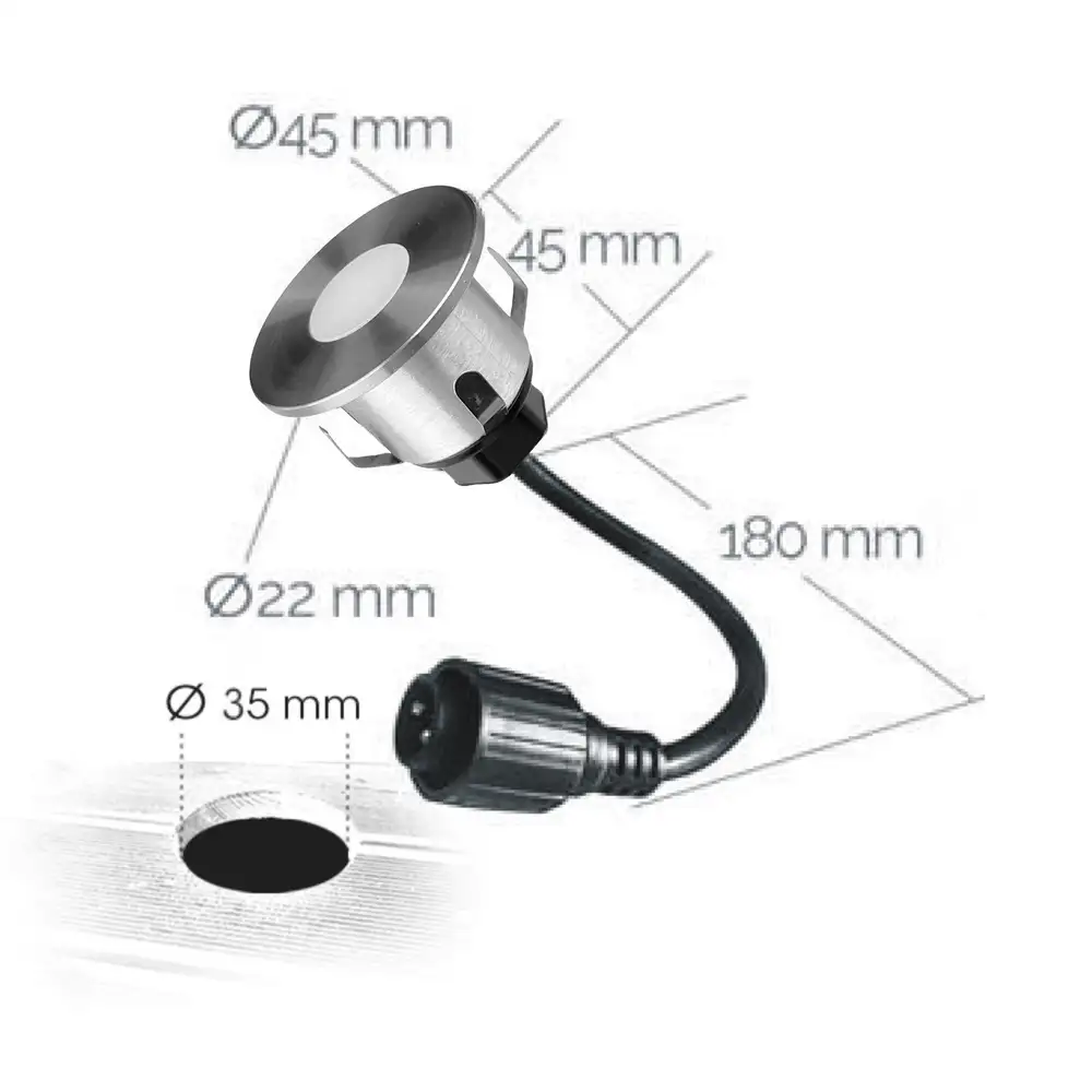 6er-Set LED Bodeneinbaustrahler Außen - rund Ø 4,5 cm wasserdicht warmweiß - Bodenstrahler für Holzterrasse 6er-Set LED Bodeneinbaustrahler Außen - rund Ø 4,5 cm wasserdicht warmweiß - Bodenstrahler für Holzterrasse