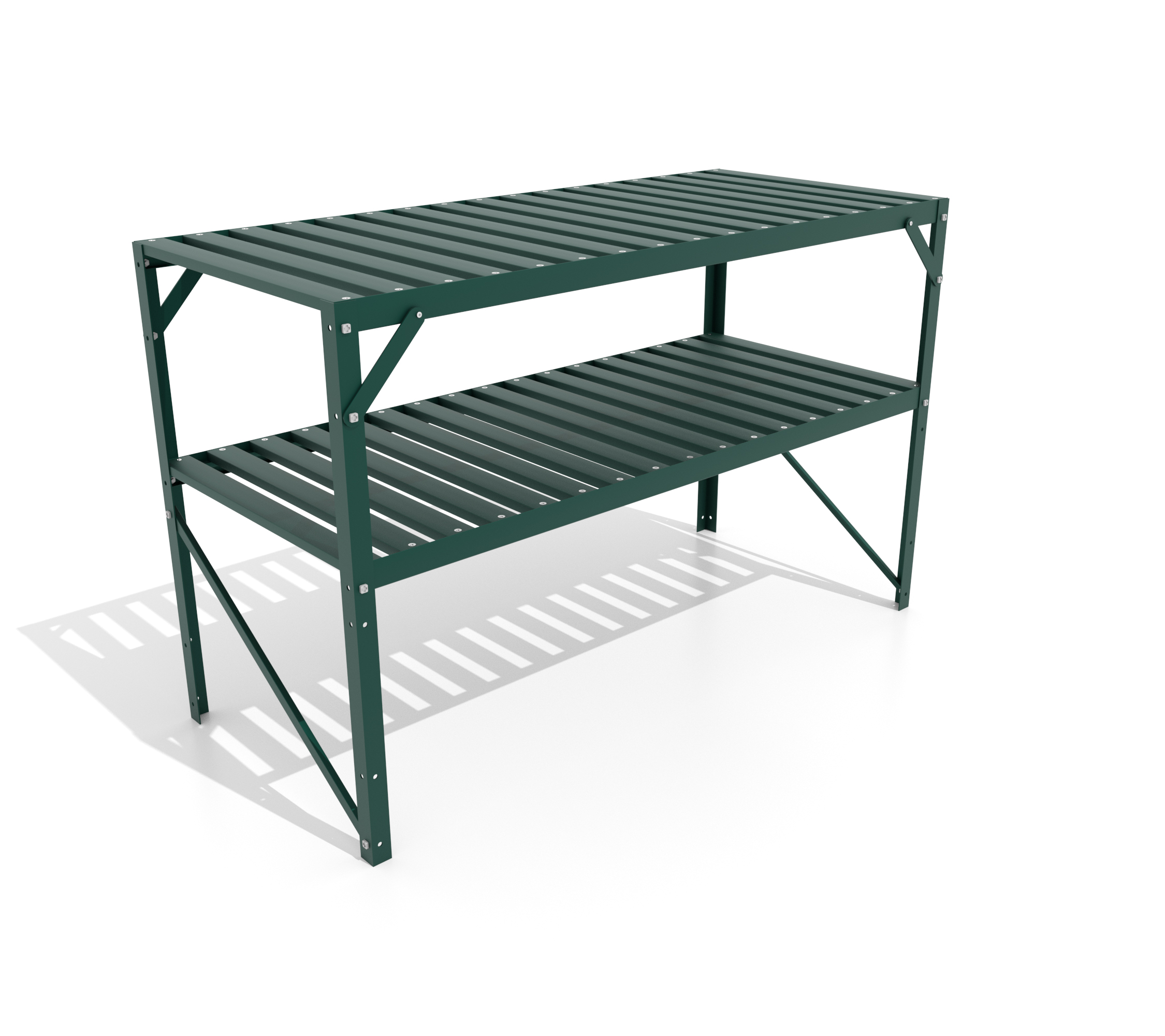 ZB_AluTisch_2Ebenen_smaragd_2601264_FS_3D Alutisch, 2 Ablagen, 121x54x76cm, smaragd