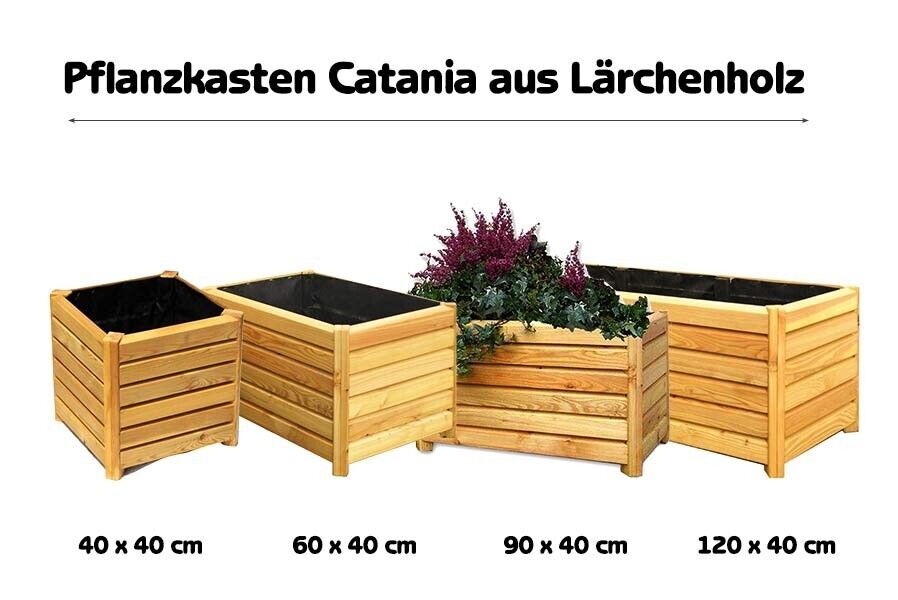 4gaJO7aISucrx3 Pflanzkasten Catania aus Lärchenholz Blumenkasten rechteckig Pflanzkübel Holz