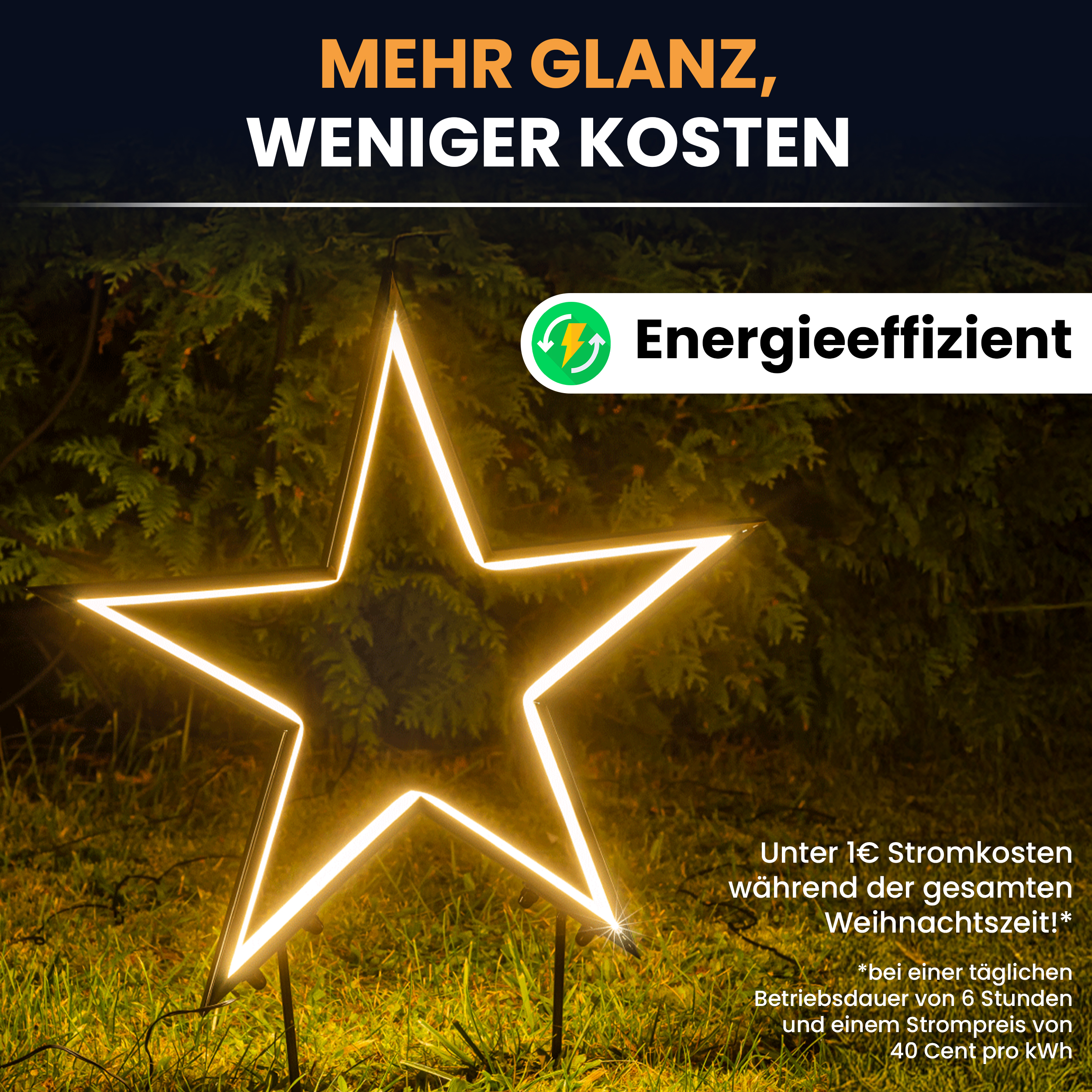 4HN8LKlNiVefUo Neon-Stern mit warmweiß LEDs Neonlichtband Weihnachtsstecker