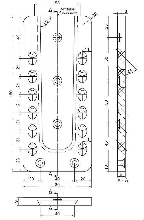 Pitzl Verbinder HVP Standard für Holz-Holzanschluss Maße 80 x 180 x 12 mm