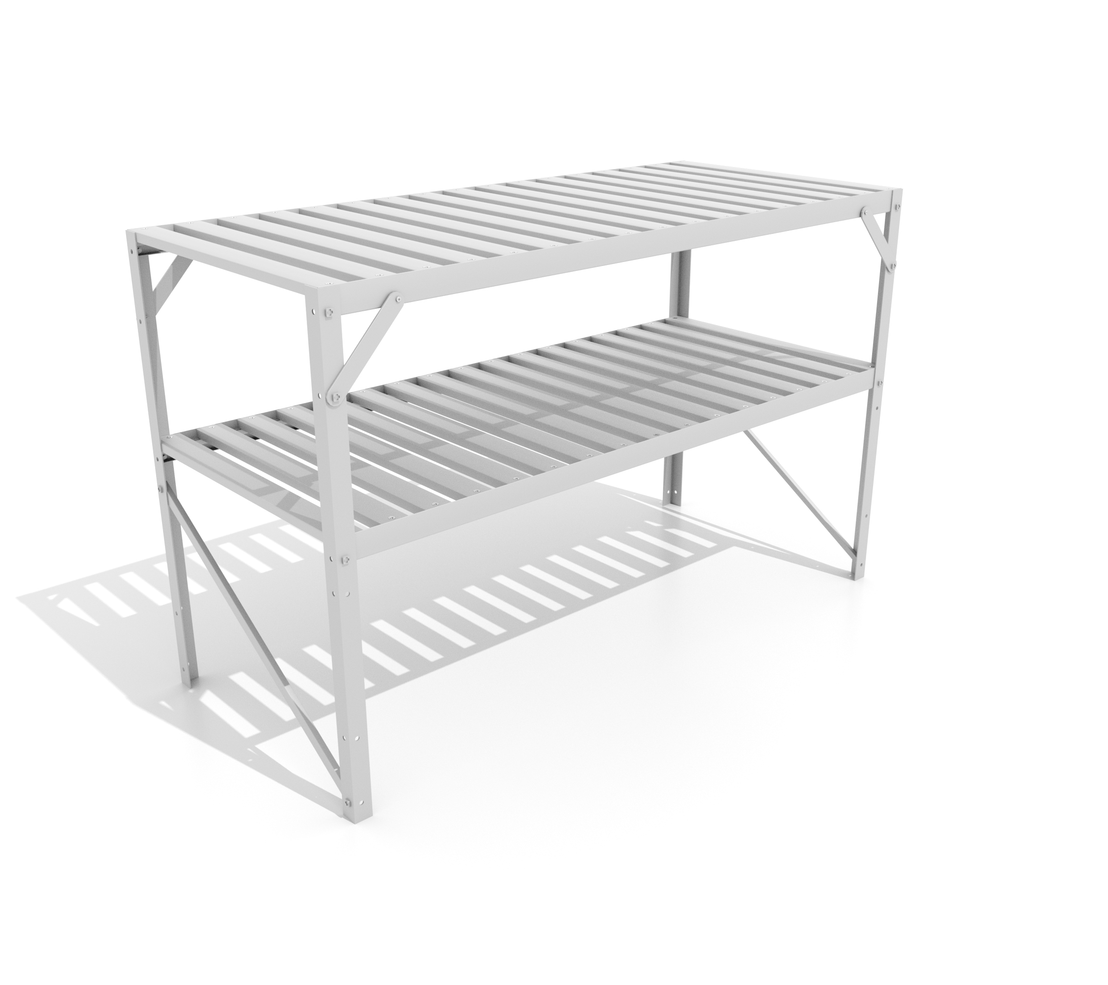 Alutisch, 2 Ablagen, 121x54x76cm, alu