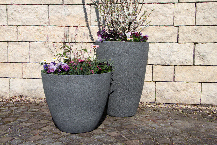 gJdMC5oVBv4CG5 Pflanzkübel rund aus Kunststoff Pflanztopf für den Garten Blumentopf außen Übertopf