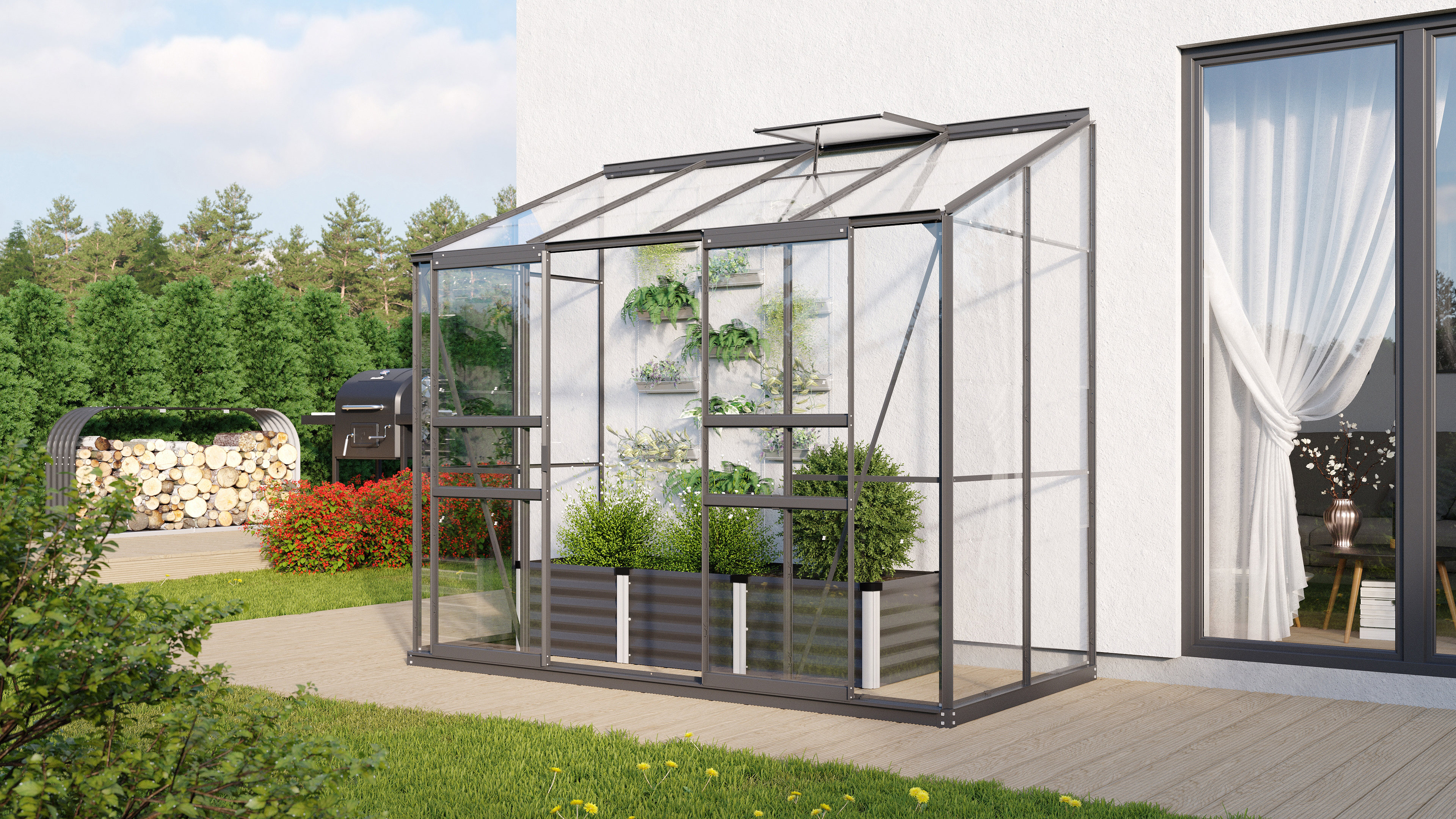 GWH_Styx_3300_ESG_anthrazit_40002575_01 Gewächshaus Styx / Ida 3300 ESG3mm, schwarz