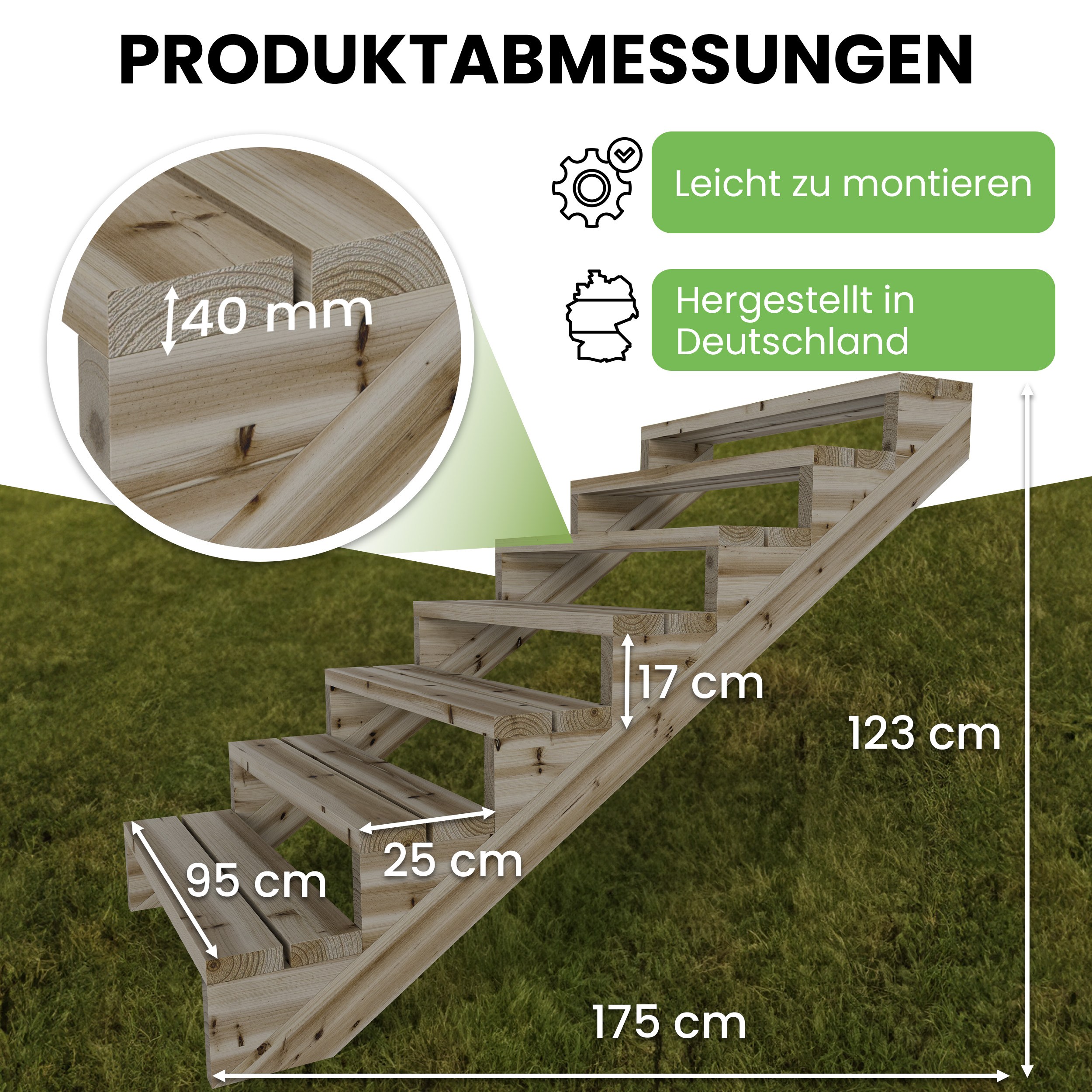 06eNqWpSAYAse8b Terrassentreppe Kiefer kesseldruckimprägniert Treppe mit Stufen Wangentreppe Breite