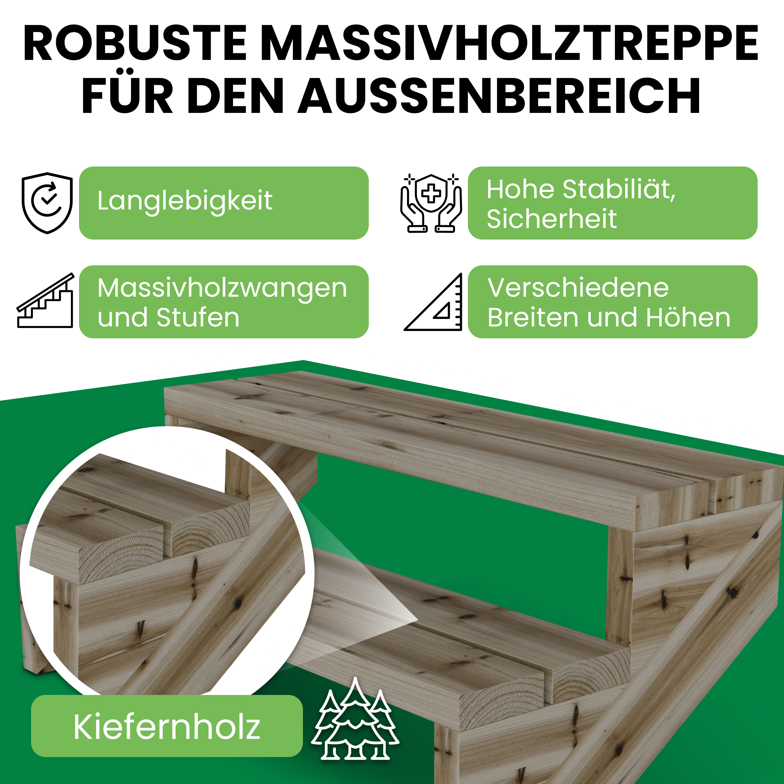 02s4B7UoAYeicBE Terrassentreppe Kiefer kesseldruckimprägniert Treppe mit Stufen Wangentreppe Breite
