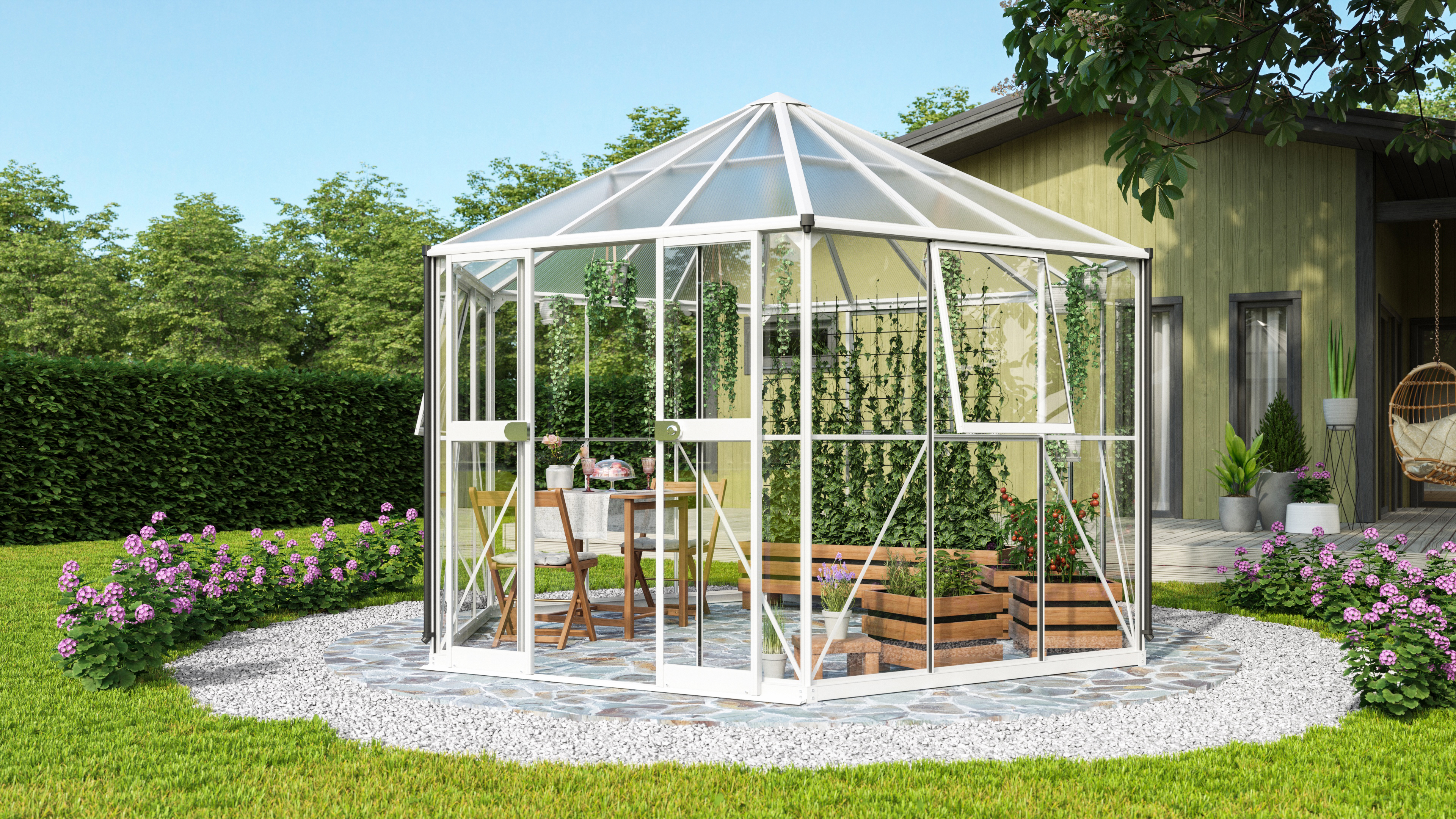 Gewächshaus Pi 9000 ESG/HKP, weiß