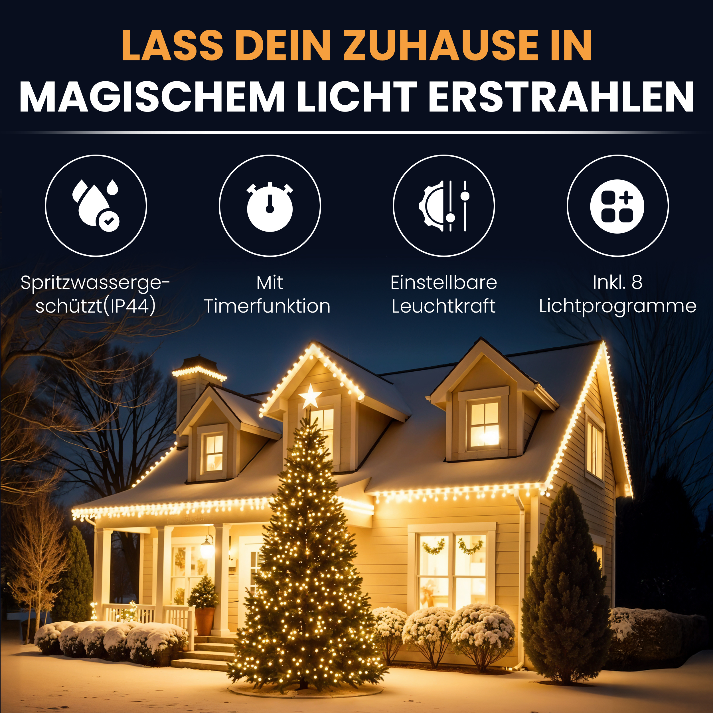 2dZgmgxGfgkQl5 LED-Lichterkette Christbaum LED Lichterkette Dekobeleuchtung Timer 8 Programme Weihnachtsbeleuchtung