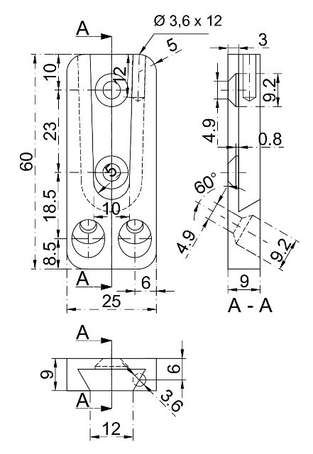 Pitzl Verbinder HVP Standard für Holz-Holzanschluss Maße 25 x 60 x 12 mm