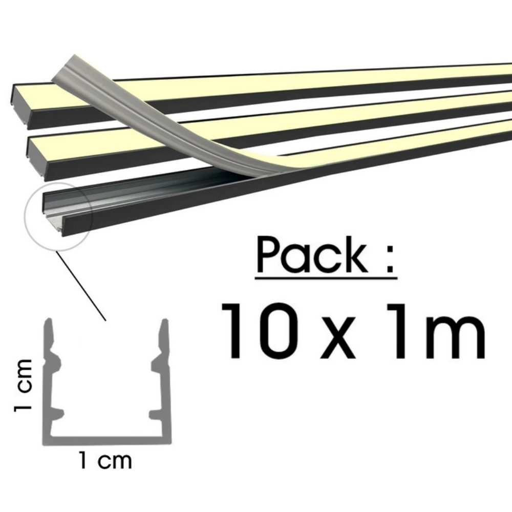 10er-Set 1 m Aluminiumschienen für LED-Streifen