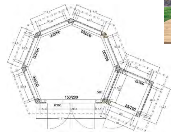 Cara-Ettagono-1520-F-110-AN_2 Premium Gartenhaus Cara Ettagono 1520 F + 110 AN Ferienhaus