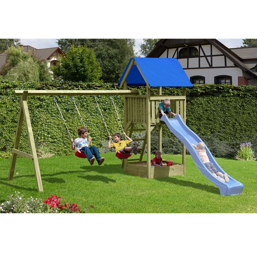 s-l16006dI2L8HZ4dfQz Spielturm Premium S für Kinder mit Sandkasten und Schaukel