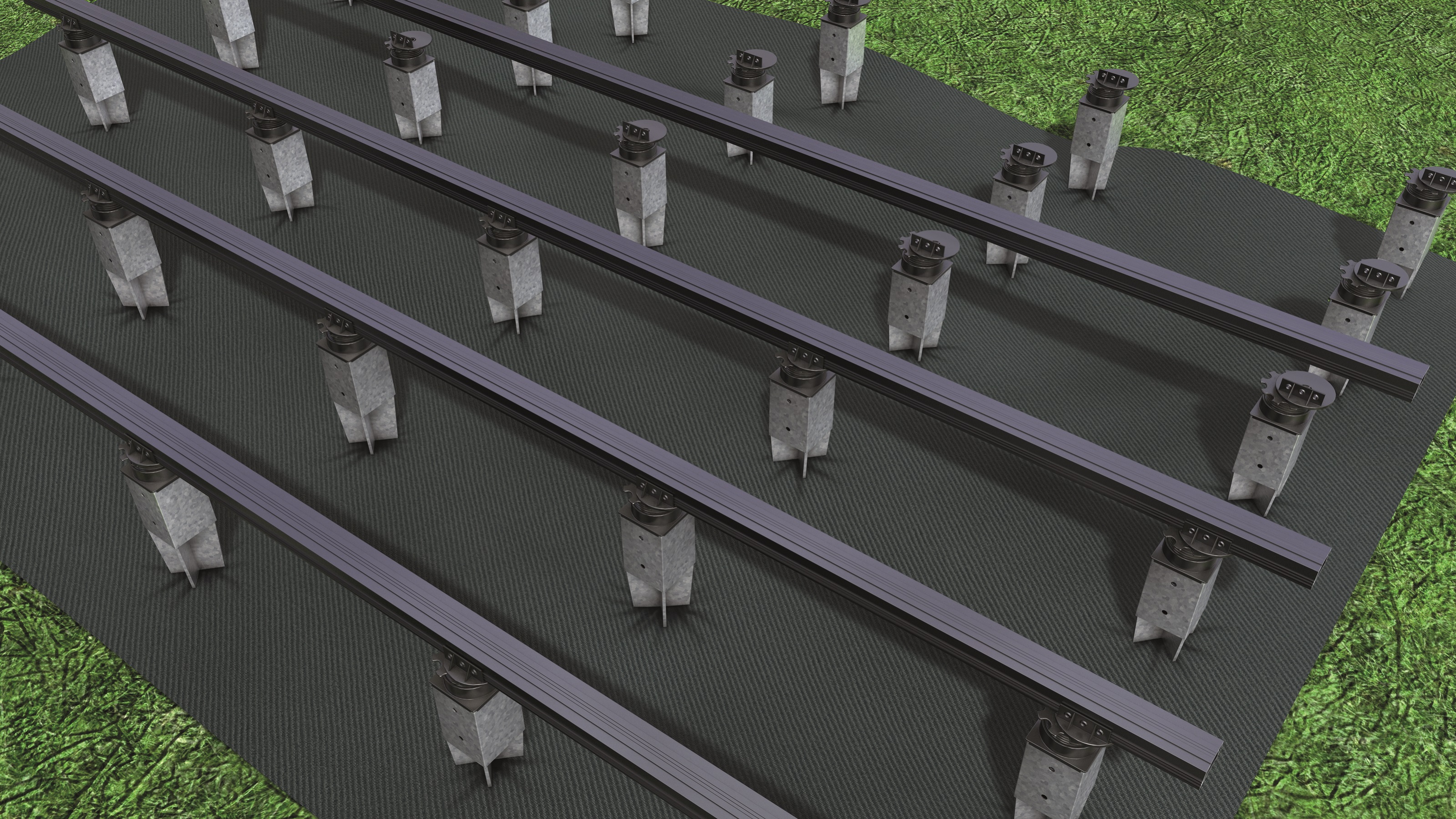 terrassenlager-flex-anwendung Terracon Terrassenlager FLEX für Bodeneinschlaghülsen Eindrehhülsen 91x91 mm