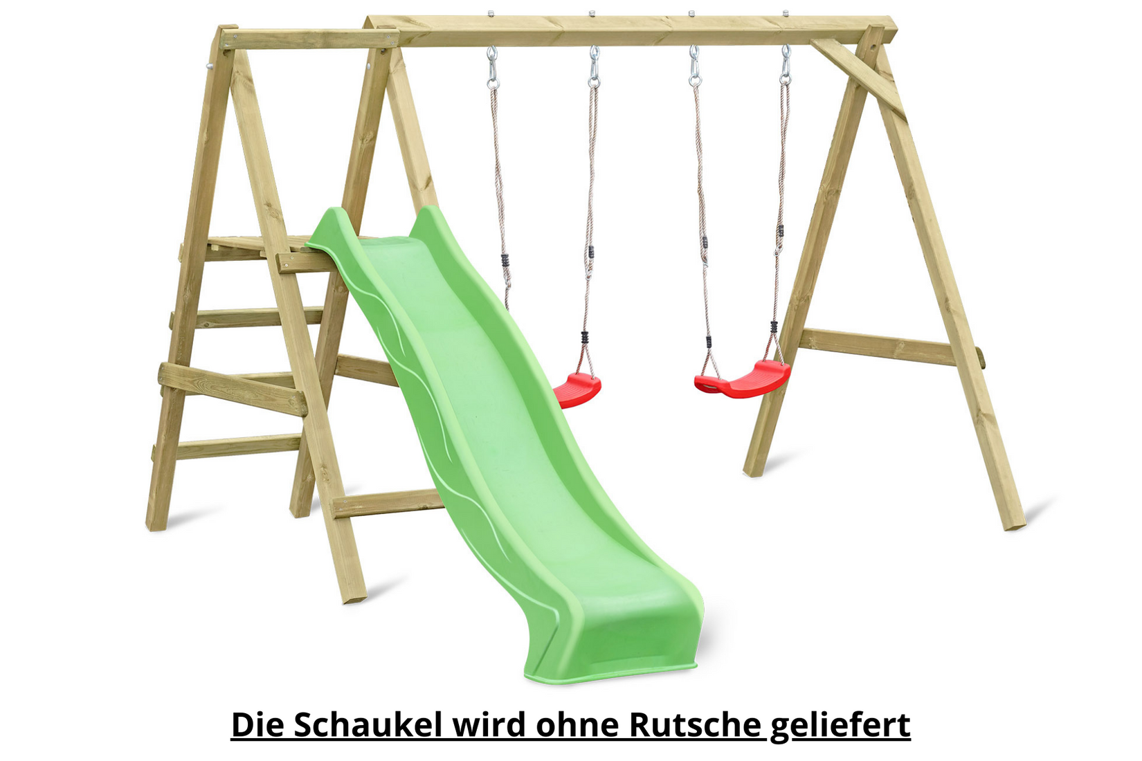 67161-67165-W2-k Schaukelgerüst Typ 4.2 mit Doppelschaukel und Rutsche für Kinder