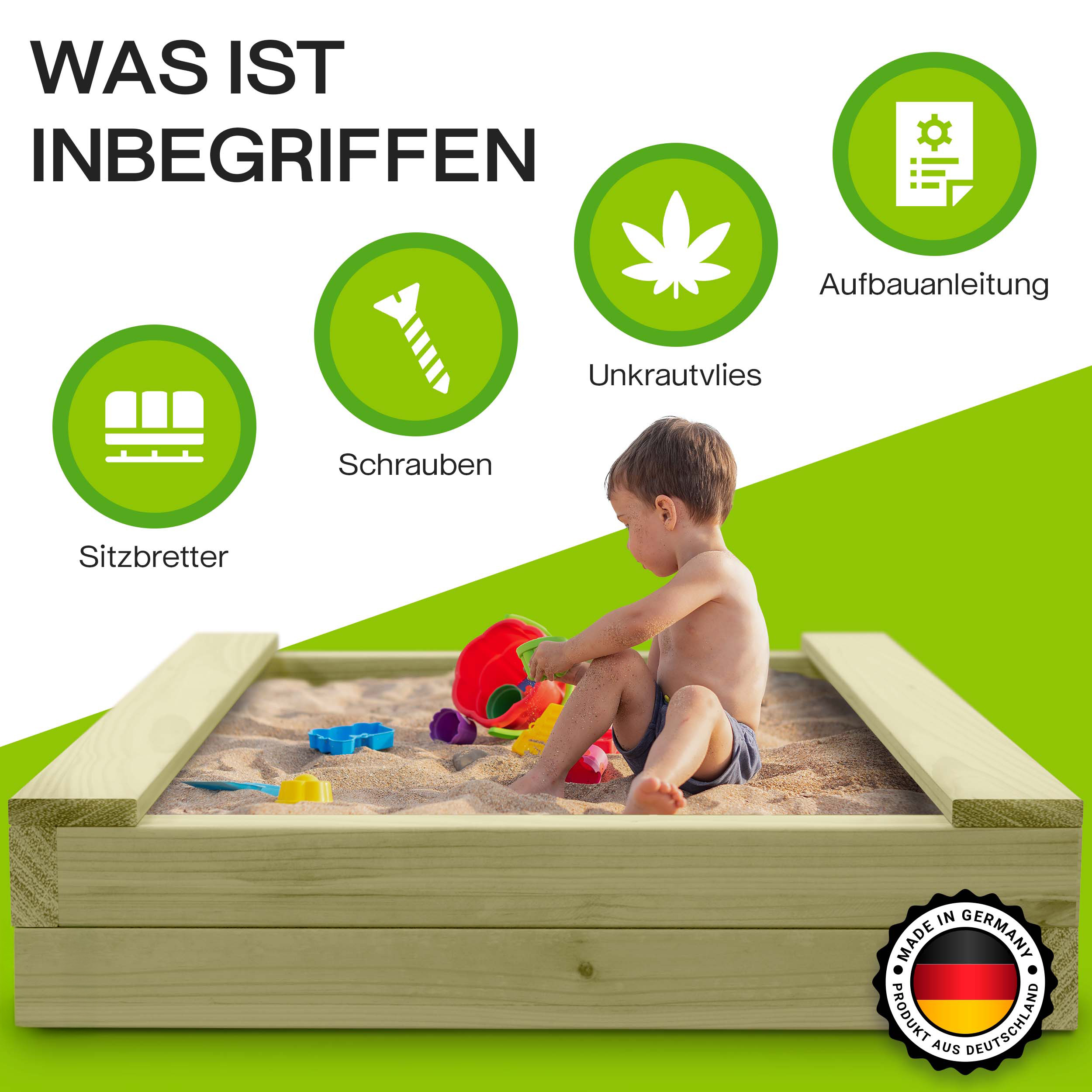 Sandkasten XXL Bär Bohlen aus Kiefernholz 60 mm imprägniert Sandkiste Buddelkiste Sandbox