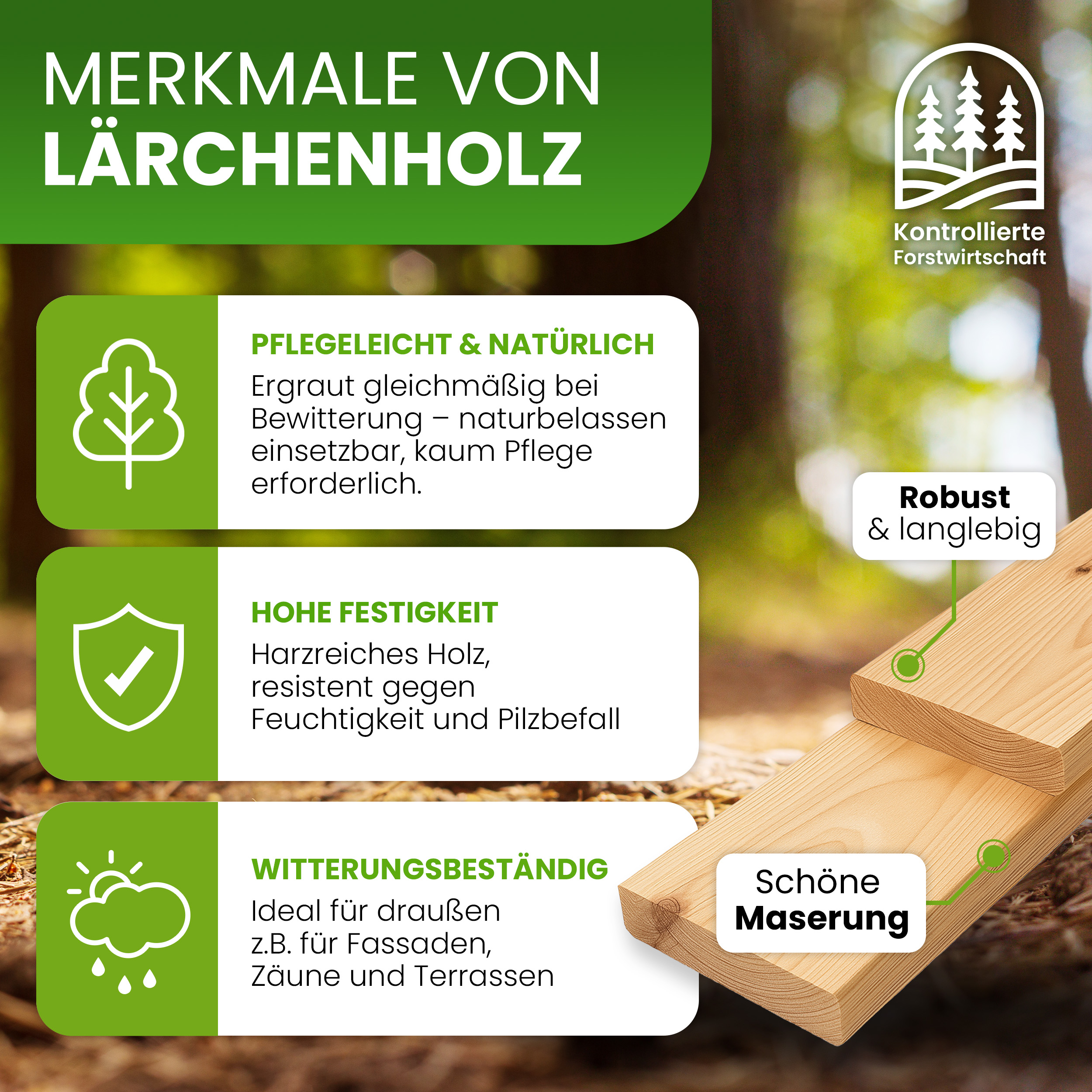 Konstruktionsholz 20x95 mm Lärche natur Bretter 4-seitig glatt Kantholz