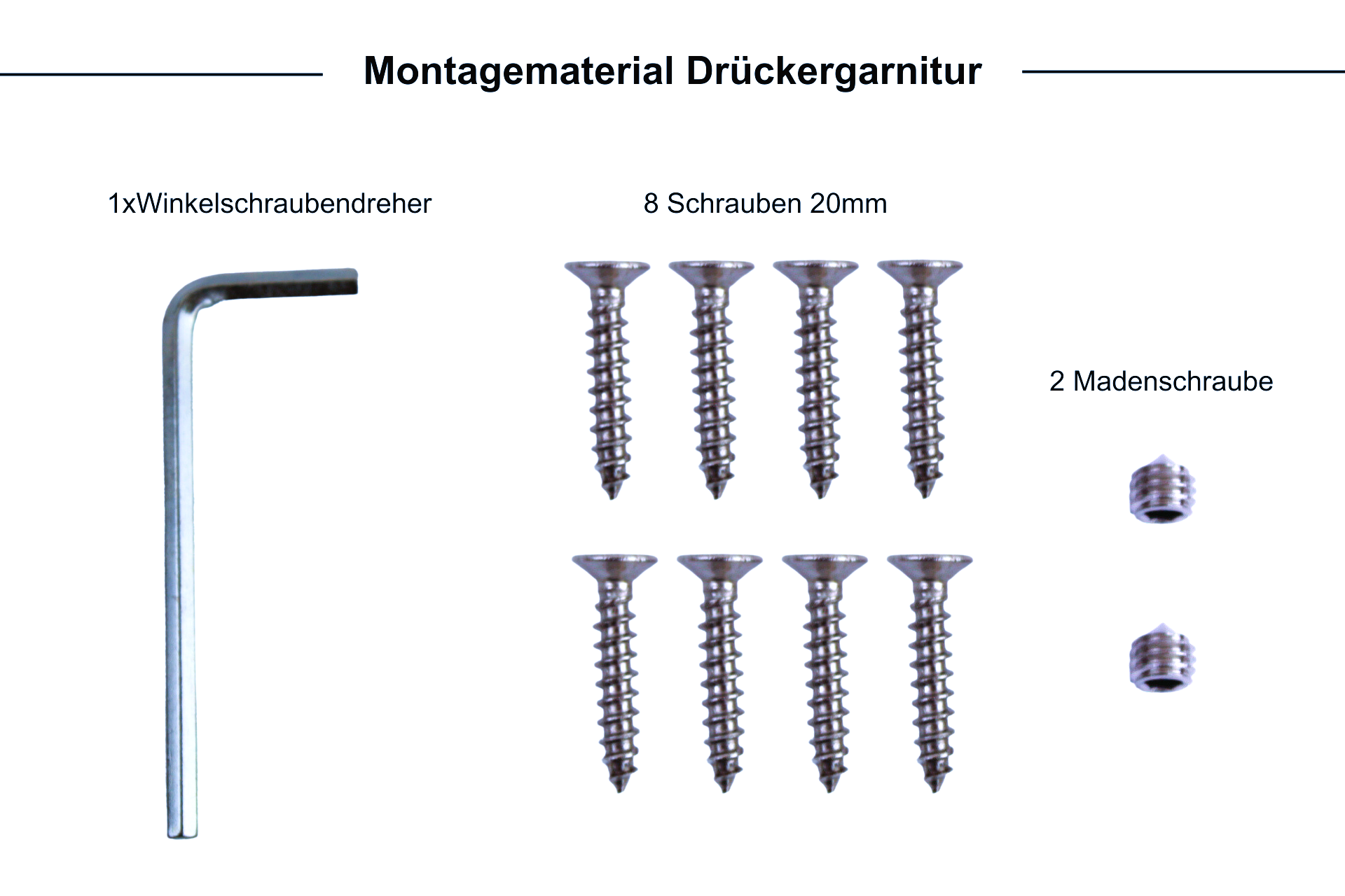 Montagematerialien-Drueckergarnitur Einsteckschloss mit Türschloss + Drückergarnitur mit eckigen Griffen und Langschild Edelstahl