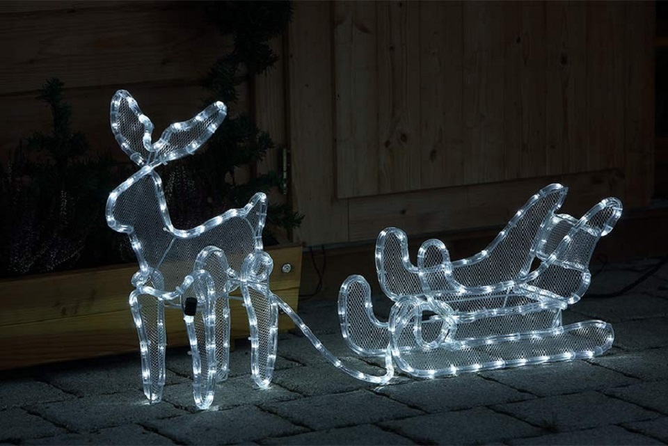 b4cNxY6KCBpRF7q Rentier mit Schlitten 100 x 49 cm 216 LED beleuchtet für außen