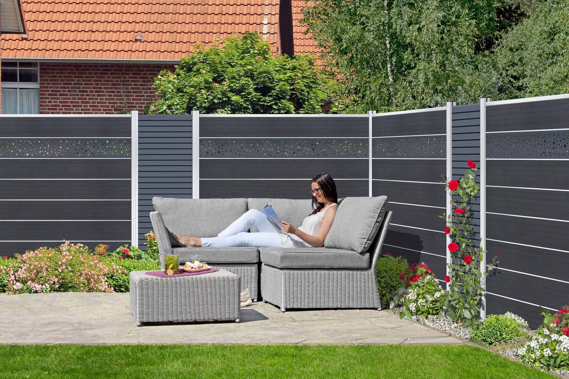 EF-52581-01-02 WPC-Steckprofile PROTEC, 4er-Set 180x21x2 cm basalt-grau co-extrudiert (mit Schutzschicht)