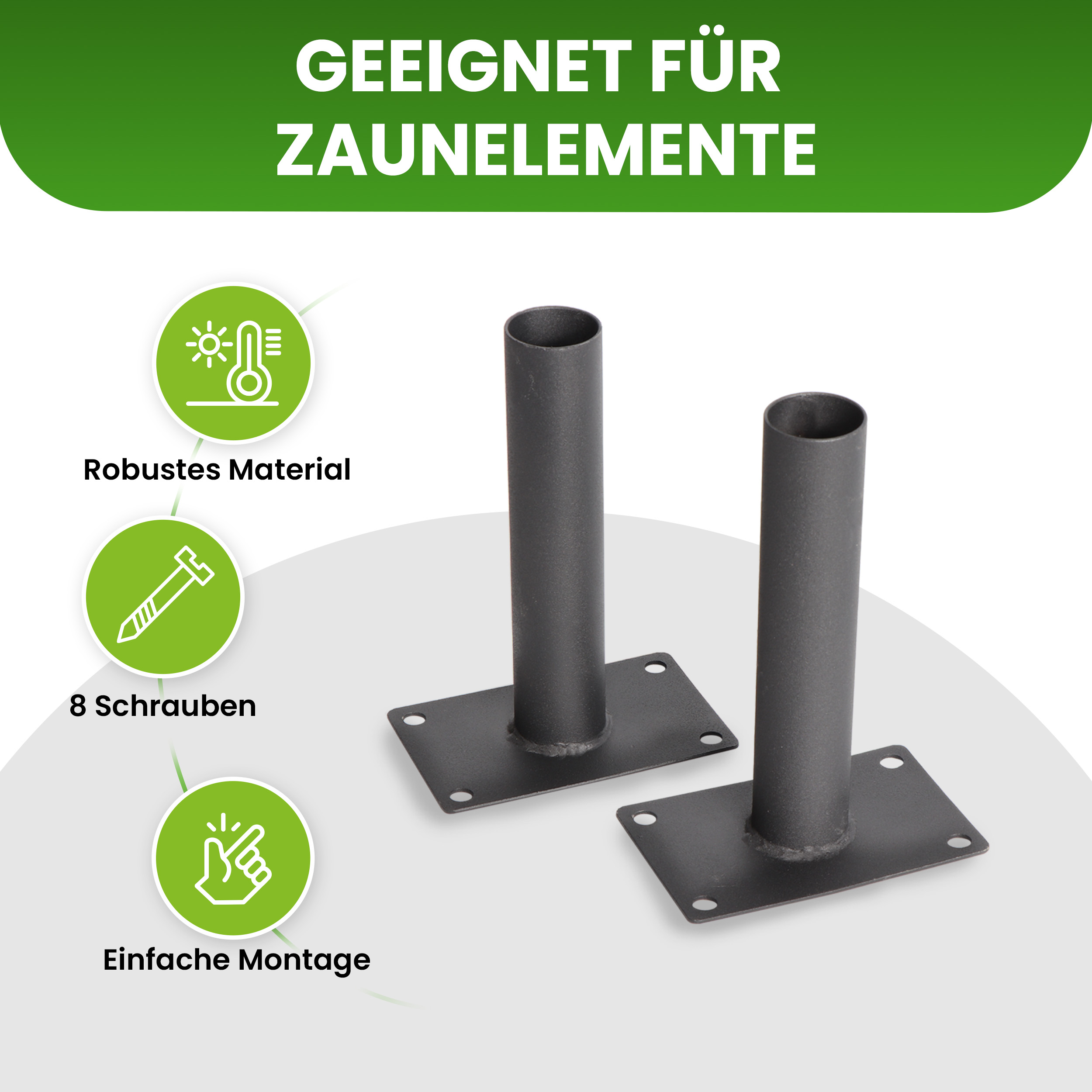 2er Set Aufschraubhülse für Lamellenzäune mit Rohrdurchmesser 30 mm Hülse Metall
