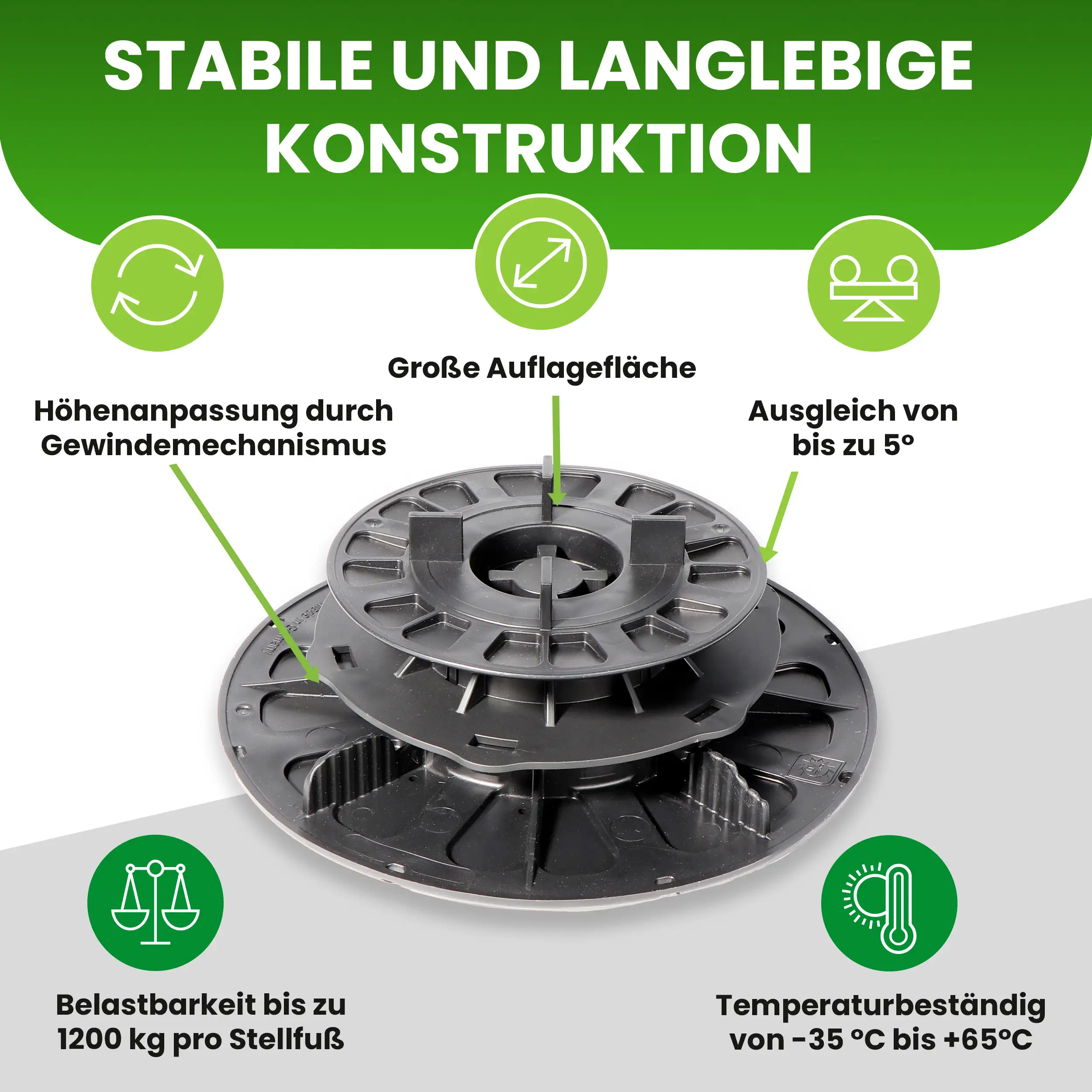 1 Karton Justierbarer Plattenlager Premium mit Gefälleausgleich bis zu 5 % für Stein Beton Keramikplatten 1 Karton Justierbarer Plattenlager Premium mit Gefälleausgleich bis zu 5 % für Stein Beton Keramikplatten