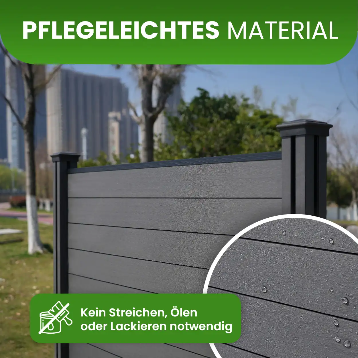 WPC-Sichtschutzzaun Komplett-Set Steckzaun