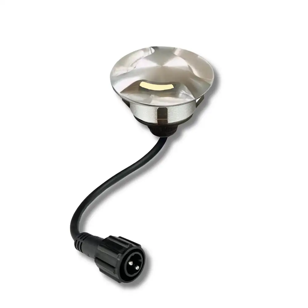 3er-Set LED Bodeneinbaustrahler Außen - rund Ø 6 cm wasserdicht warmweiß - Bodenstrahler für Holzterrasse