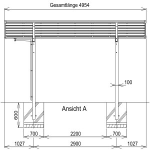 XIMAX Carport Linea Aluminium Typ 60 Standard ES 495x273x244cm