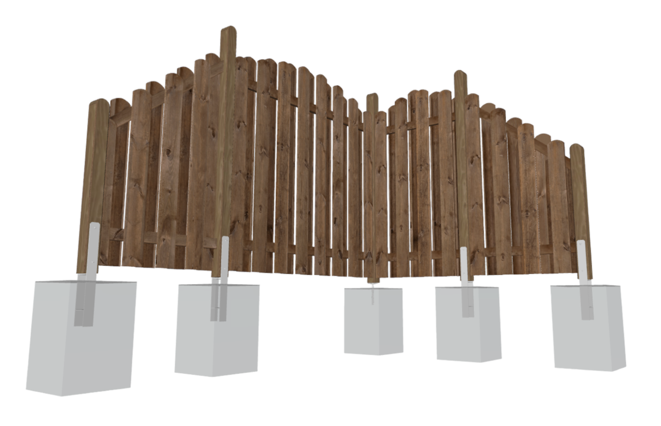 KDI-braun-mit-Bogen Sichtschutz BOLEO Bohlen-Zaun mit Bogen 180x180/160 cm Kiefer KDI braun