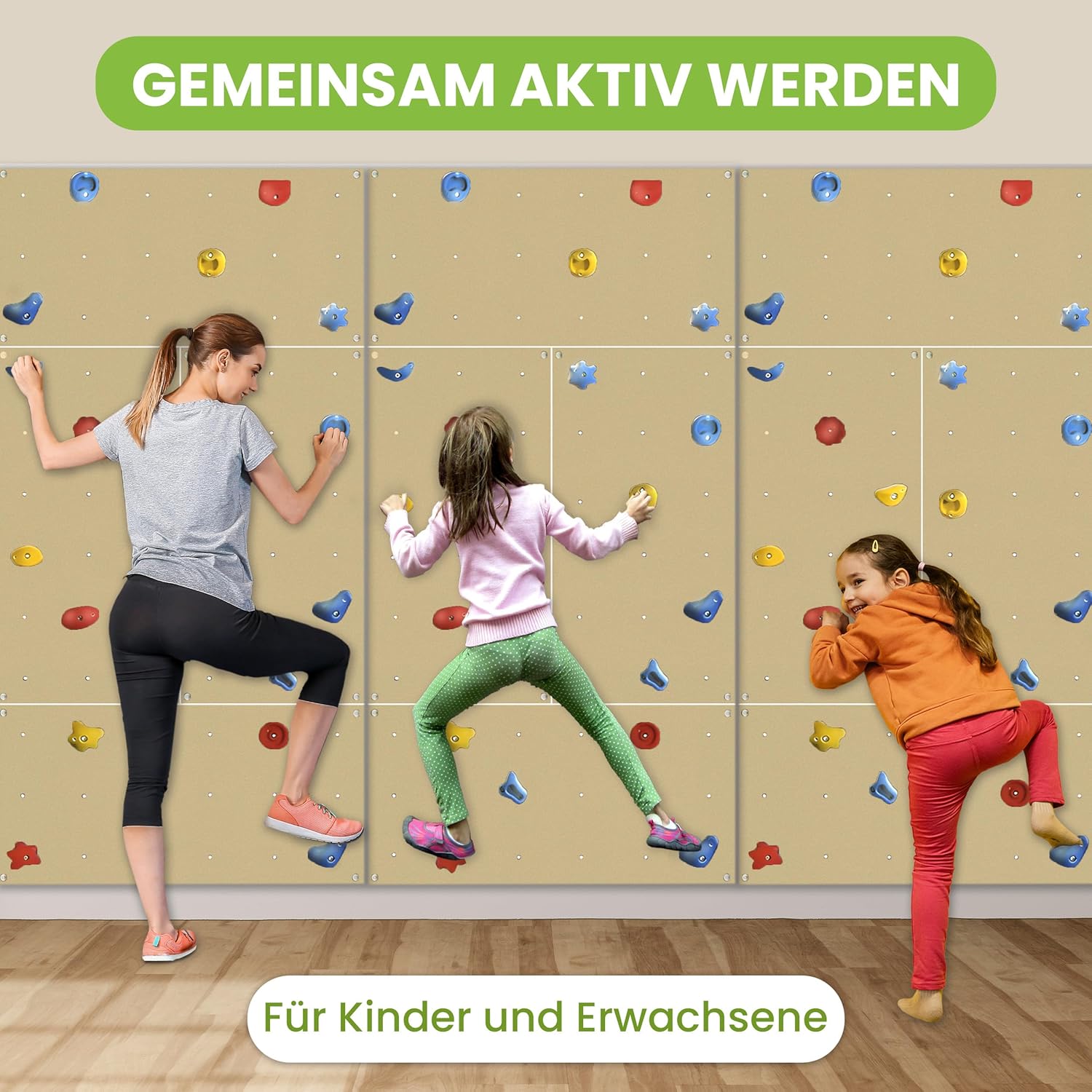 b3MLdAMacMLSkrK Kletterwand Indoor mit bunten Klettersteinen und Montagematerial für Kinder und Erwachsene