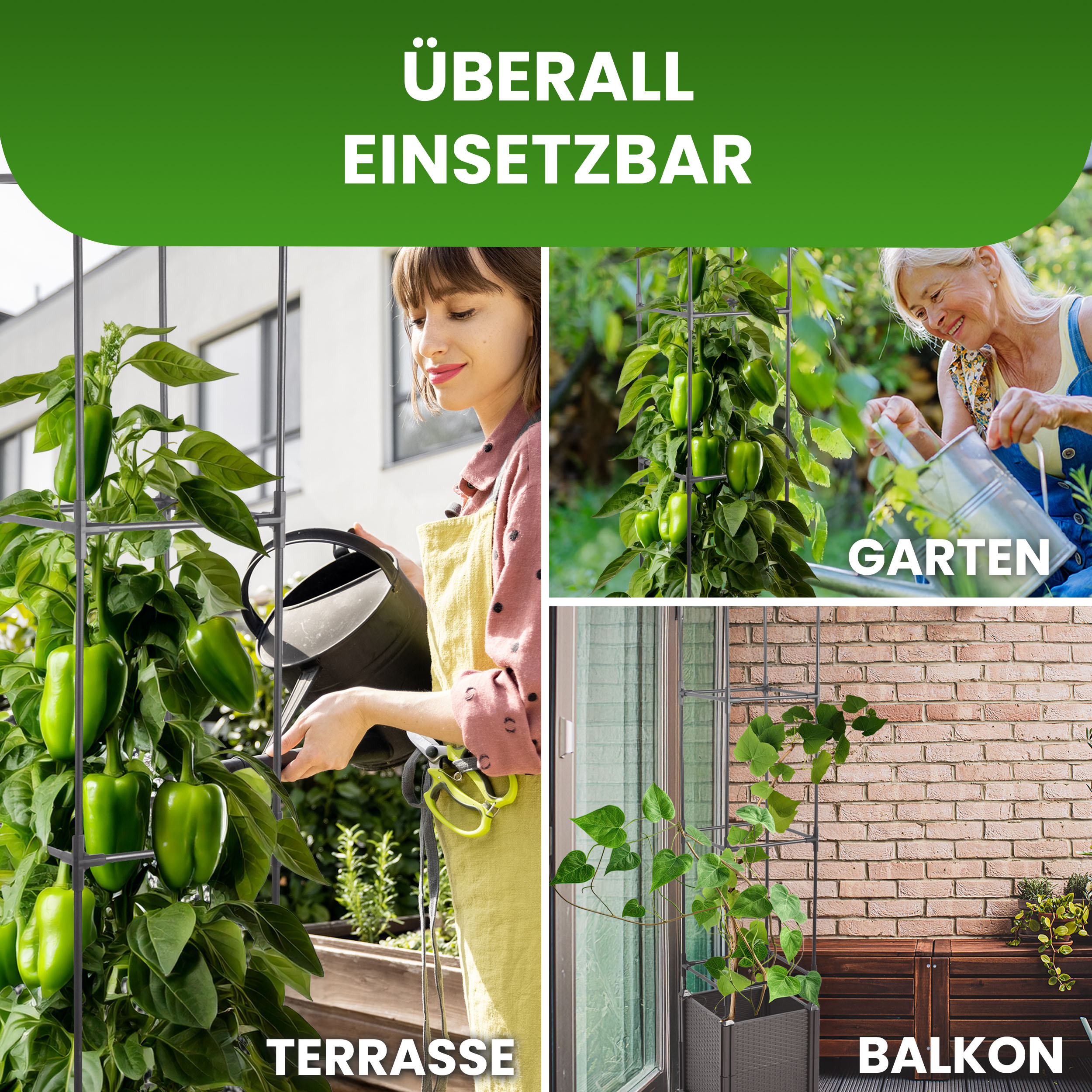 Blumenkasten Set mit Rankhilfe 4 Ebenen 30x30xH164 cm Pflanzgefäß für Garten Balkon Blumenkasten Set mit Rankhilfe 4 Ebenen 30x30xH164 cm Pflanzgefäß für Garten Balkon