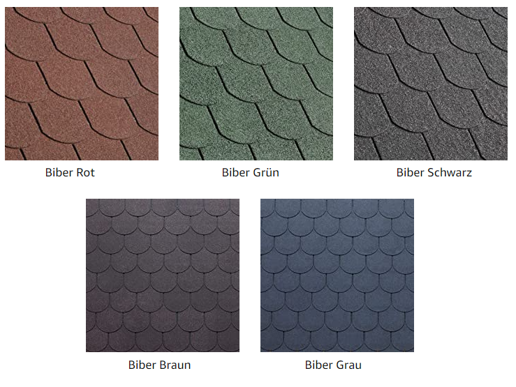 biber-Farben-2 Bitumenschindeln 1 m²